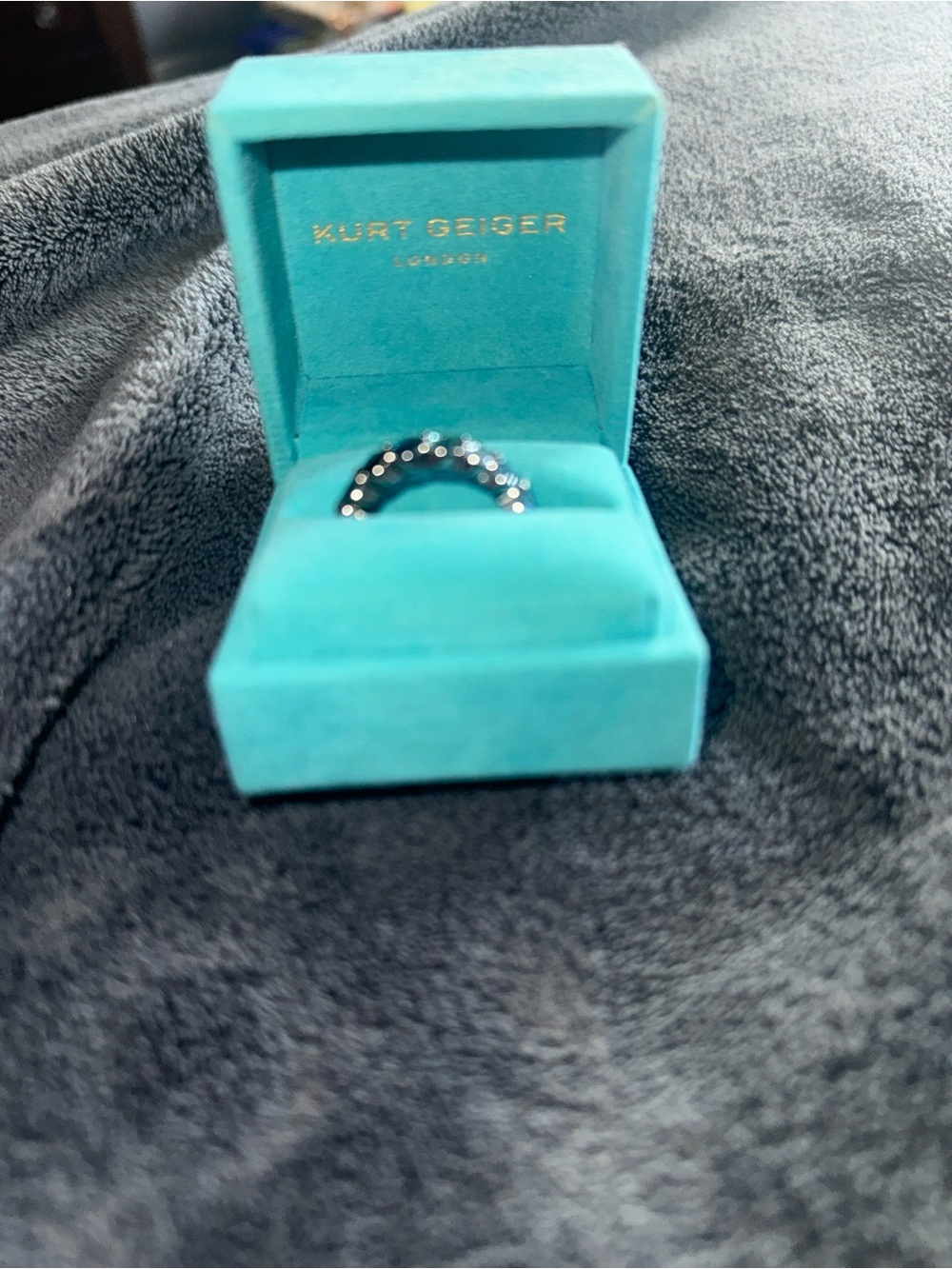 Kurt Geiger Blue Crystal Eternity Ring - Picture 3 of 7